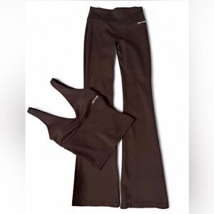 DFYNE Hannah Pearson chestnut longline top and regular flare set